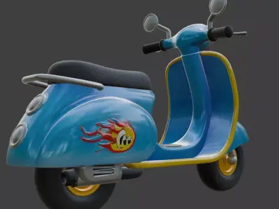 Vintage Retro Scooter 3D Model 3D model 4