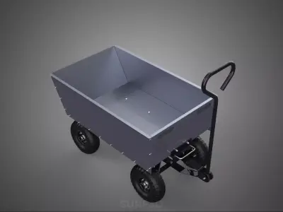 HEAVY DUTY METAL TUB UTILITY WHEELBARROW CART TROLLEY WAGON DUMP 3D model