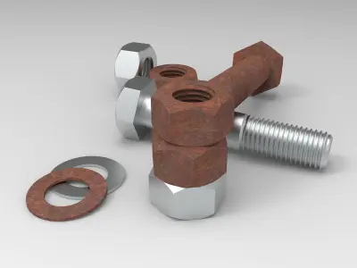 Nut Bolt  Low-poly 3D model