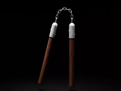 Realistic Wooden Nunchaku 3D Model 3D model