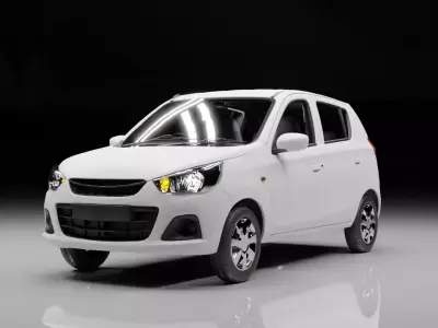 Low Poly Compact Hatchback Car 3D Model Rigged Car Interior  3D model