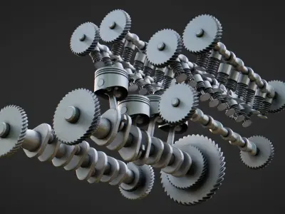 Engine Parts Low-poly 3D model