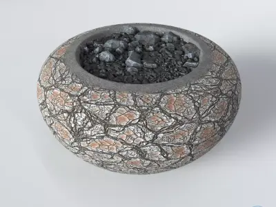 Flowerpot fire bowl Free low-poly 3D model