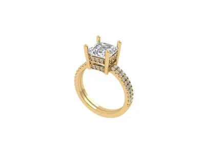 Emerald Art Deco Ring 3D print model 23