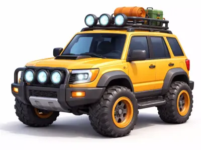 Stylized Off-Road SUV 3D Model  Adventure Vehicle  3D print model