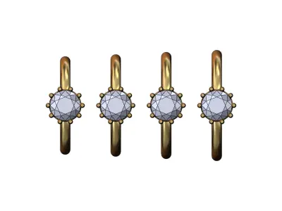 Crown setting 6mm diamond ring US sizes 6to9  3D print model