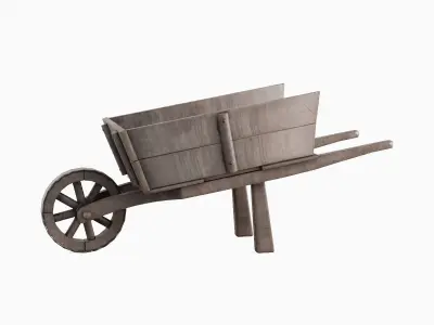 Medieval Wooden Cart 02 Low-poly 3D model