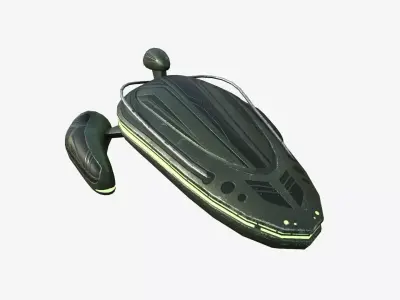 Alien Spaceship UFO H05 Dark Green - Sci Fi Spacecraft Design Free low-poly 3D model