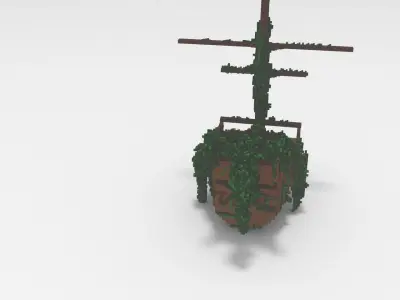 Voxel - Type1 Mossy Damaged Ship - Low-poly 3D Model Low-poly 3D model