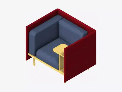 Sofa - Contemporary - Flame - Chair - Work Shelf - Right Low-poly 3D model