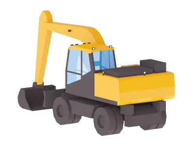 Excavator Construction Loader DX140W-7 Simplified Low-poly 3D model