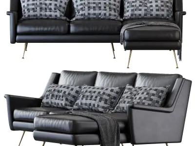 Carlo Mid-Century 2-Piece Chaise Sectional 3D model