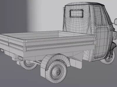 Piaggio Ape 3 Wheel Pickup Realistic Versatile 3D Model  Low-poly 3D model