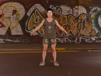 Male Character with Military Inspired Outfit Low-poly 3D model