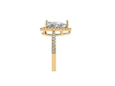 Pear SolitaireArt Deco Ring 3D print model get