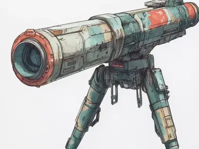 Quad-Leg Rocket Launcher - Futuristic Low Poly 3D Model 3D model