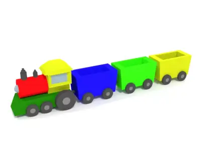 Low Poly Cartoon Train Toy Low-poly 3D model