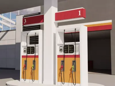 Gas Station Low-poly 3D model 4