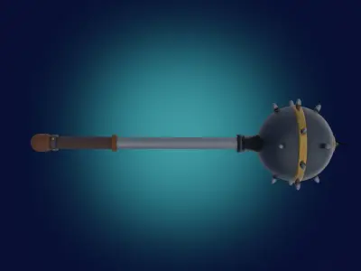 Medieval Realistic Black Metal Mace Melee Weapon PBR  Free 3D model