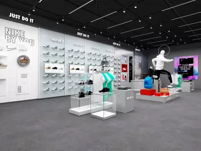 Shoe store interior Low-poly 3D model