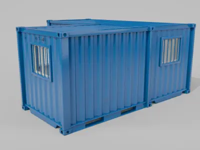 L-Shaped 20ft Shipping Container Room - Modular Corner Unit 3D model