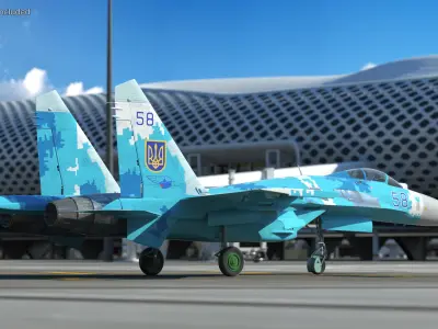  Ukrainian Sukhoi Su-27 Flanker Fighter Aircraft 