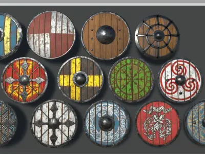 Medieval Shields Collection Vol1 Low-poly 3D model