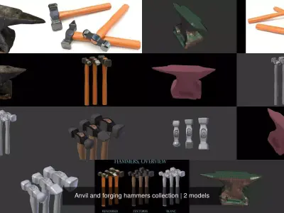 Anvil and forging hammers collection 3D Model Pack