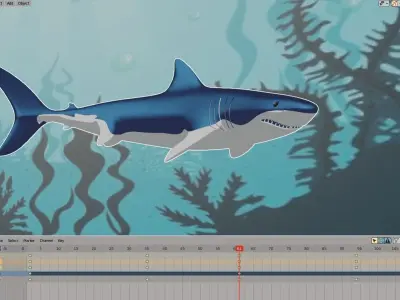 Shark swimming in ocean 3D model