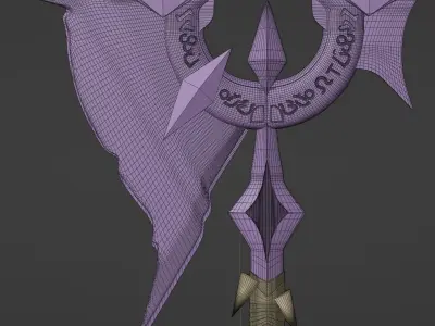 Axe Fire Medieval Weapon 3D model