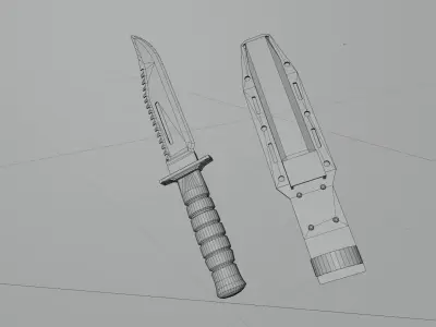 Combat knife Low-poly 3D model Low-poly 3D model get