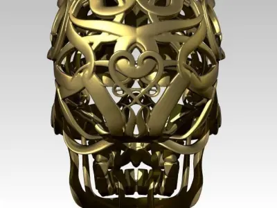 Carving Pattern Man Head Skull Wareframe  Pendant Jewel 3D print model