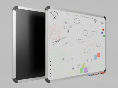 Customizable Wall-Mounted Whiteboard - Metal Writing Board Low-poly 3D model