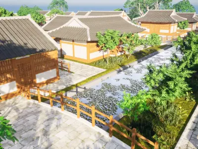 Traditional Asian Village 3D model