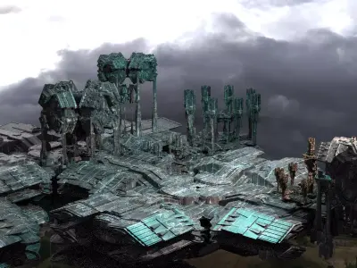 Occult Elven Sci fi courtyard kit bash 3D model