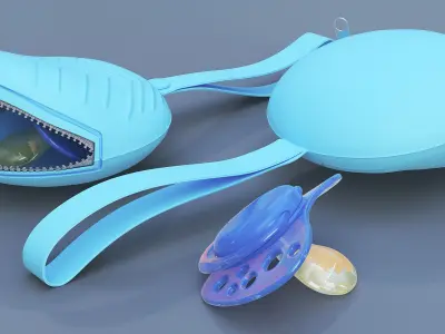 Silicone Soother Case Blue Open 3D model