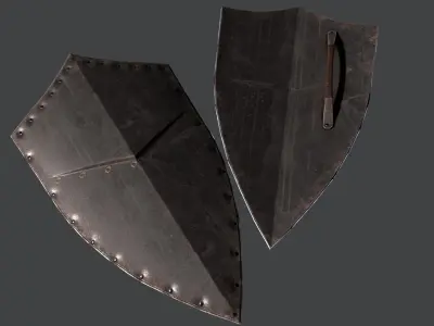 Medieval iron shield Low-poly 3D model purchase