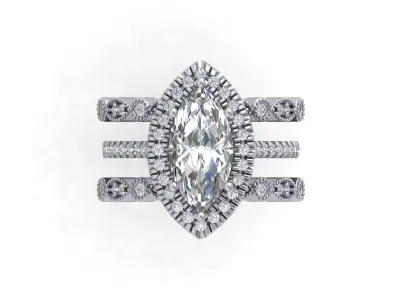 Marquise Ring Bridal Set 3D print model