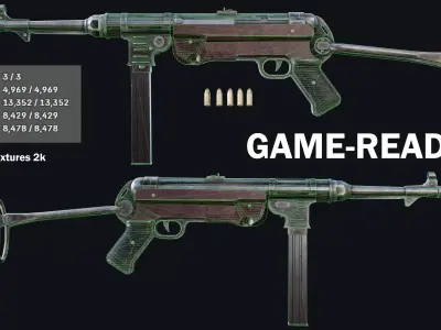 mp40 machine gun Low-poly 3D model