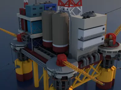 Oil Rig Platform Low-poly 3D model buy
