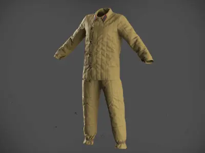 High-poly Soviet Padded Costume Military Uniform 3D model