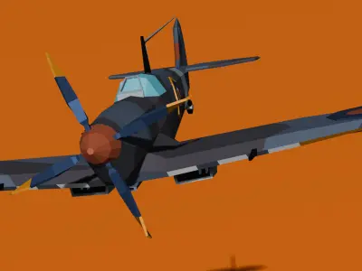 SpitFire Fighter Low Poly WW2 Low-poly 3D model