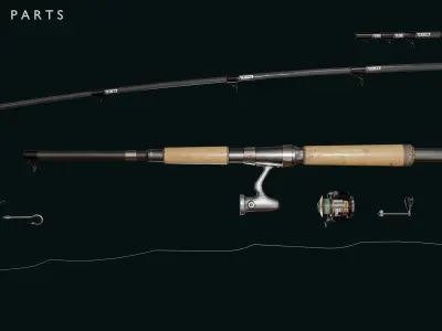Fishing rod Low-poly 3D model get