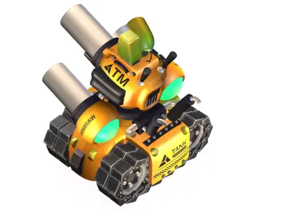 cartoon yellow Advanced Tank Low-poly 3D model