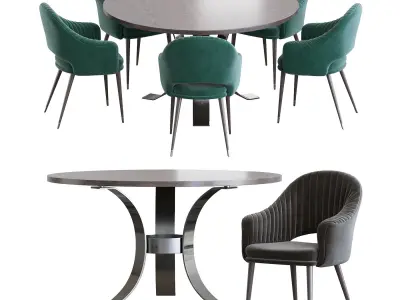 Deephouse  chair and Massimo Wood Top Dining Table 3D model