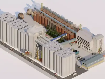 Industrial Factory Silo-Factory building silo-Complex Silos 3D model