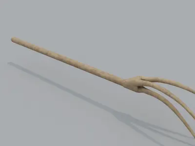 Wooden Medieval Pitchfork Low-poly 3D model