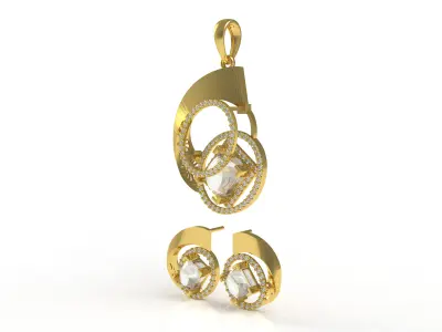 Diamond Pendant Set 07 3D print model