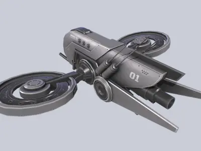Unmanned Scifi Drone Low-poly 3D model