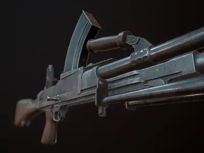 Bren Mk II  WW2 Machine Gun low-poly PBR Low-poly 3D model